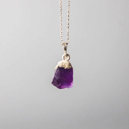 Raw Amethyst 925 Sterling Silver Necklace