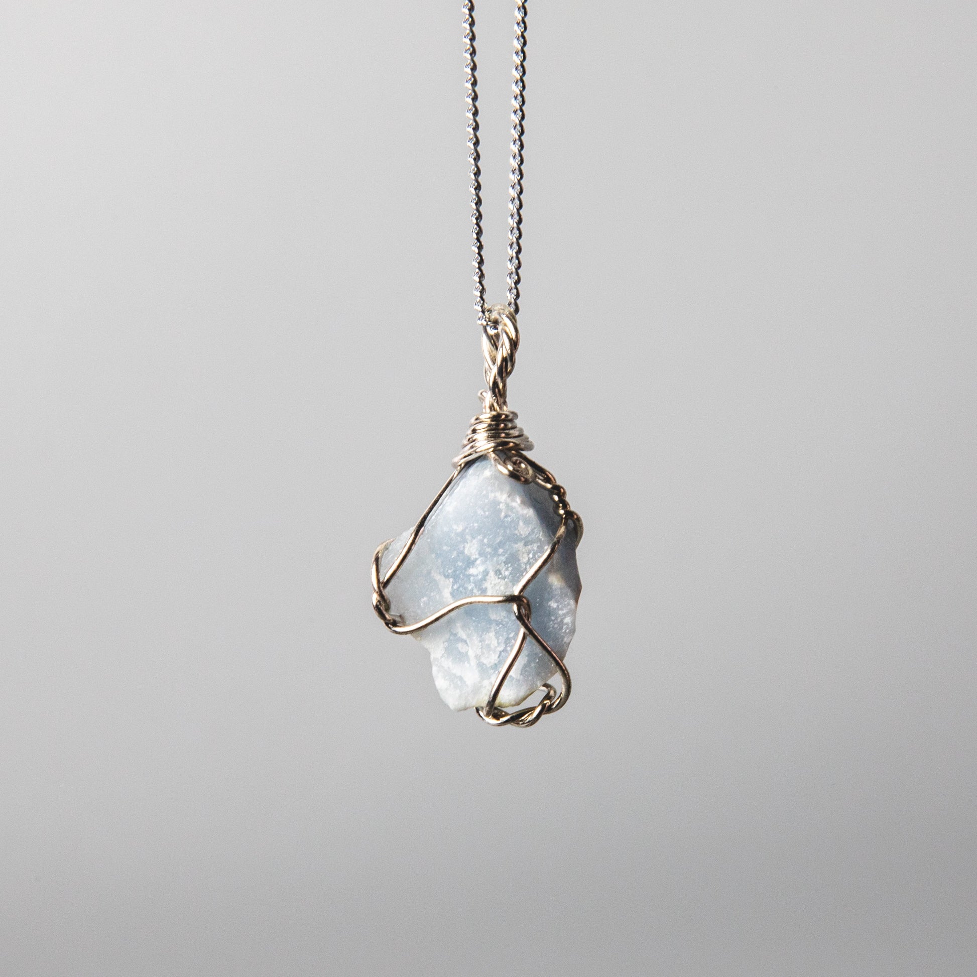 Raw angelite crystal necklace