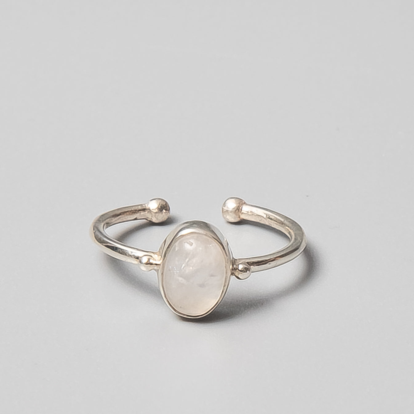 Moonstone Adjustable Ring w 925 Sterling Silver