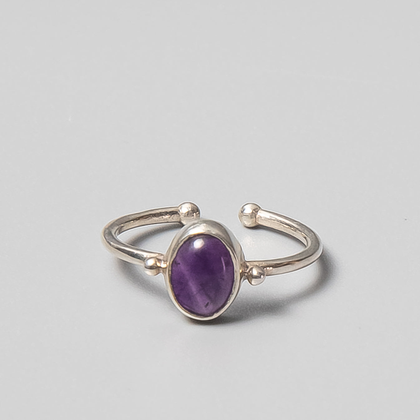 Amethyst Adjustable Ring w 925 Sterling Silver